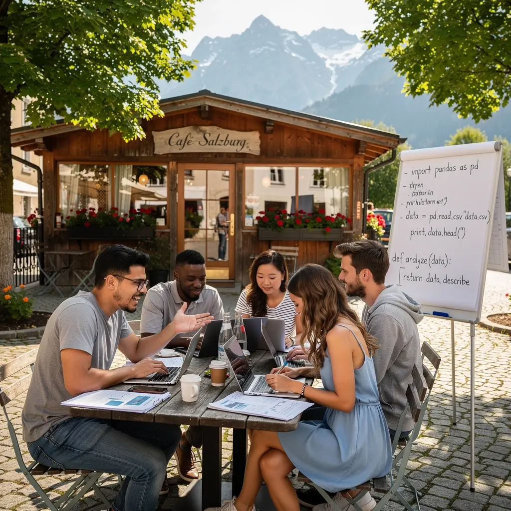 Visualisierung von Daten in einem Diagramm auf einem Bildschirm während einer Schulung.