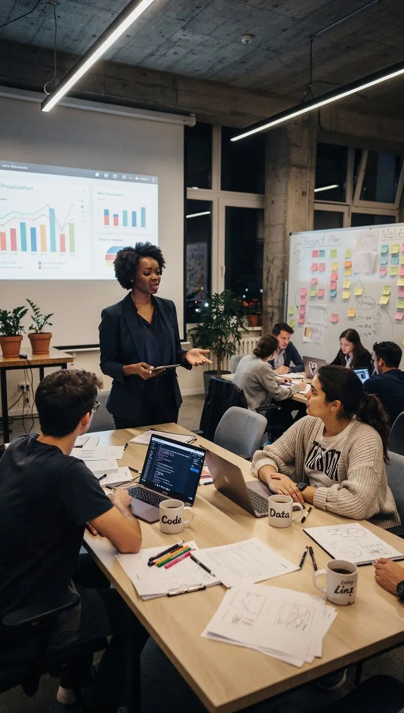 Ein Student arbeitet an einem Laptop und analysiert Daten mit Python.